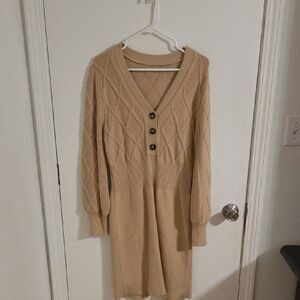 Elegant Tan Knit Dress
